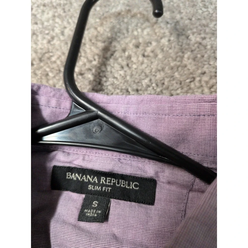 Banana Republic Mens Slim Fit Purple Gingham Button Down Shirt Small Long Sleeve